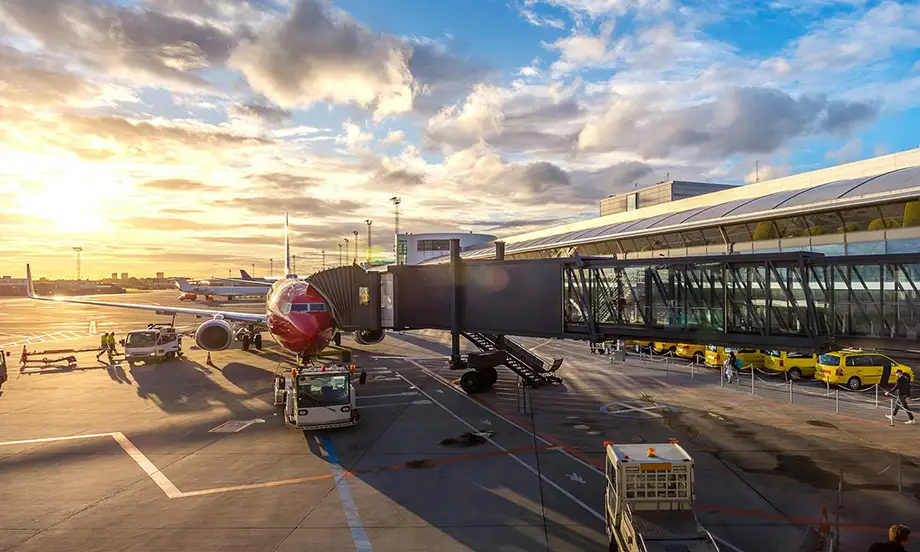 taxi and airplane at airport